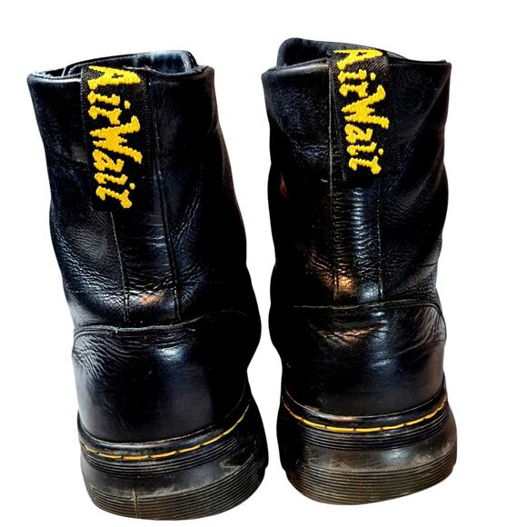 Dr Martens \'Combs\' Men\'s Black Soft Leather Boots Combat 8 Eyelet Lace-up 9M